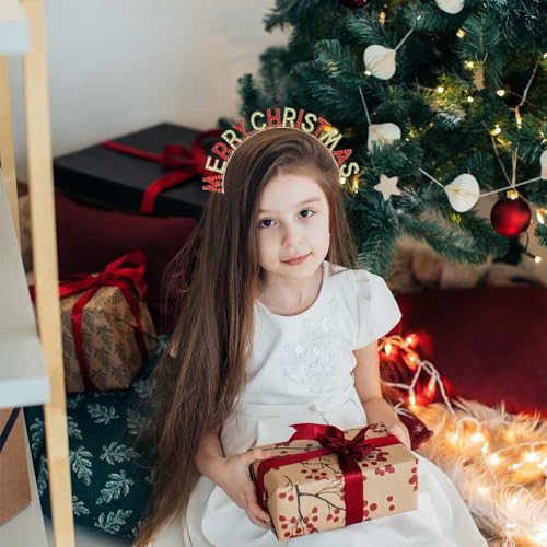Merry Christmas Headband for Women & Girls - Red Green Rhinestones