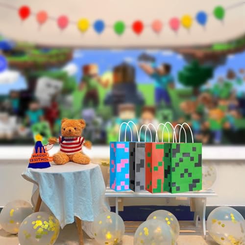 16PCS Pixel Party Favor Bags for Kids Birthday Celebration