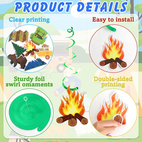 25-Piece Camping Birthday Party Decorations Set with Banner & Swirls