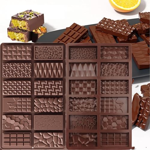 Silicone Chocolate Bar Molds - 2-Piece Non-Stick 12 Cavities