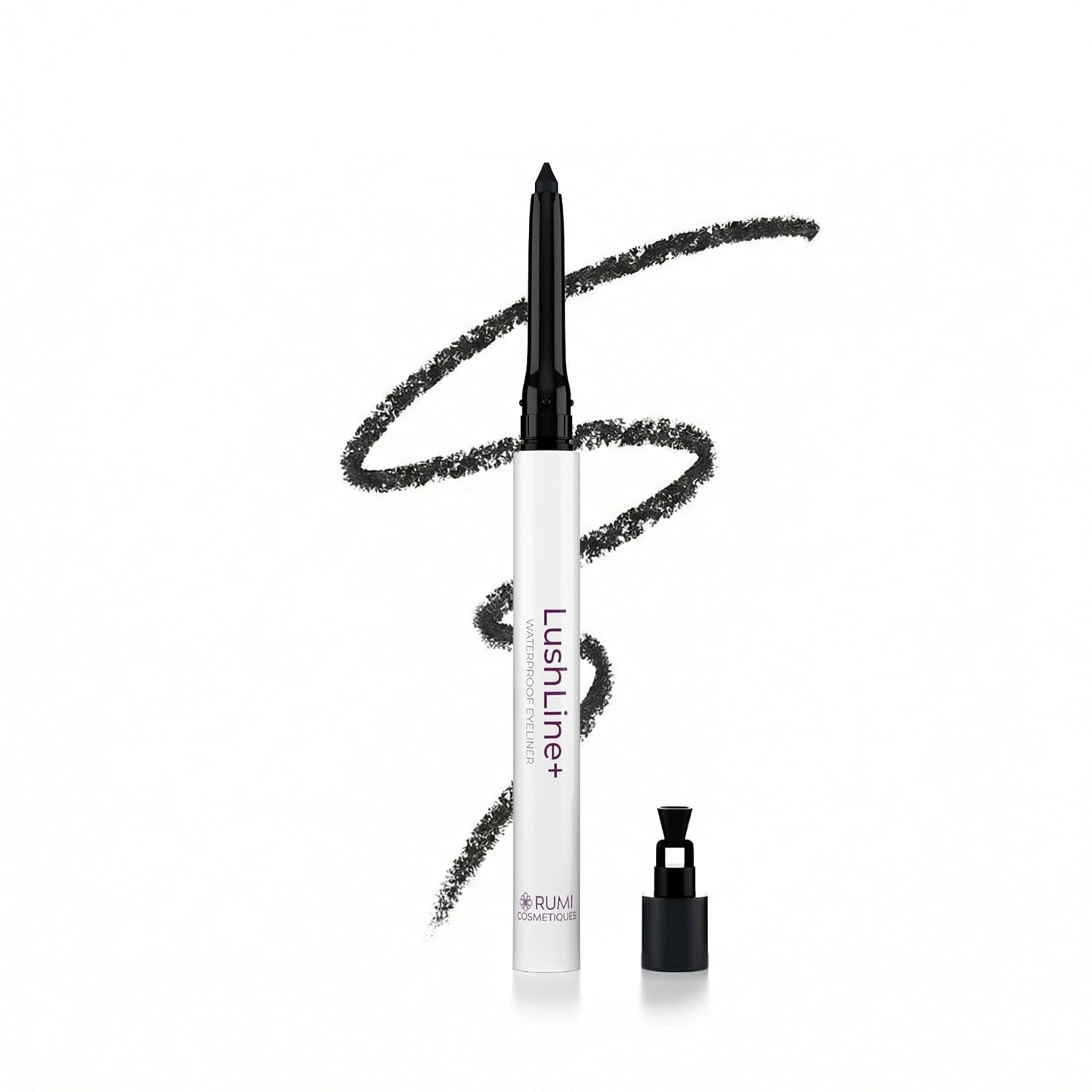 Rumi Cosmetiques LushLine+ Waterproof Eyeliner Pencil For Mature Women - Smudge Proof, Long-Lasting, Non Toxic, Soft Glide - Safe For Sensitive Eyes (Natural Black)