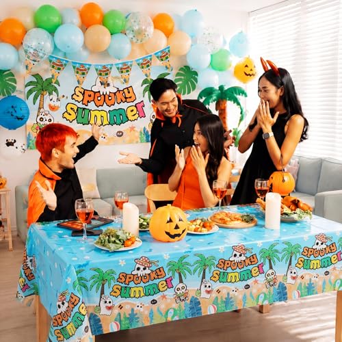 Hahafelt 3-Pack Summer Halloween Tablecloths - Spooky Ghost & Skull