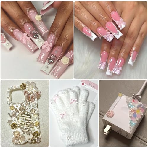 VYNELLE 24 Grid Nail Charms Multicolor Set - Flowers, Butterflies, Gems & Pearls