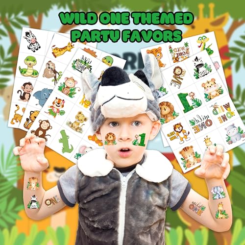 60 PCS Jungle Animal Temporary Tattoos for Kids' Parties