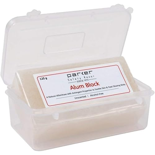 Parker Large Alum Block with Travel Case (125 g./4.4 oz.) - A Natural Aftershave with Antiseptic Properties - an Essential Item for Every Wet Shaver