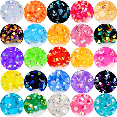 Kzkcy Flatback Rhinestones 1250Pcs SS20 5mm AB Black Purple Red Glitter Gems