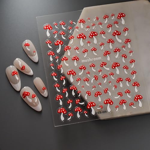 FRUZJAY Style 9 5D Mushroom Nail Stickers Decals Self-Adhesive Manicure