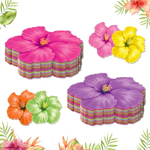 30 Pcs Hibiscus Flower Placemats - Colorful Disposable Table Mats