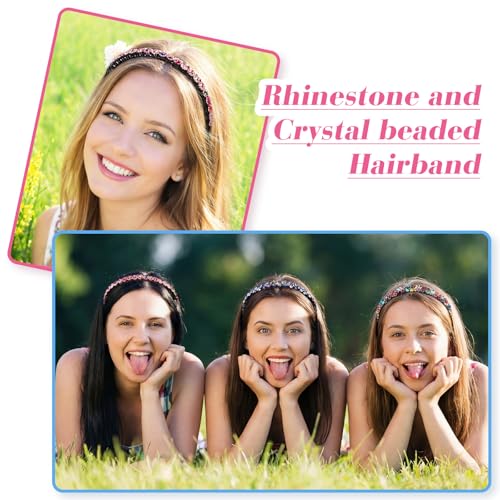Syhood 8 Rhinestone Headbands for Women - 2 Flower Styles