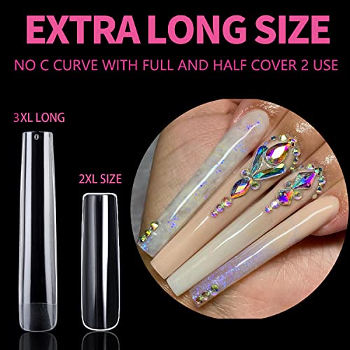 UNA GELLA Extra Long Square Gel Nail Tips - 120pcs Z-Long