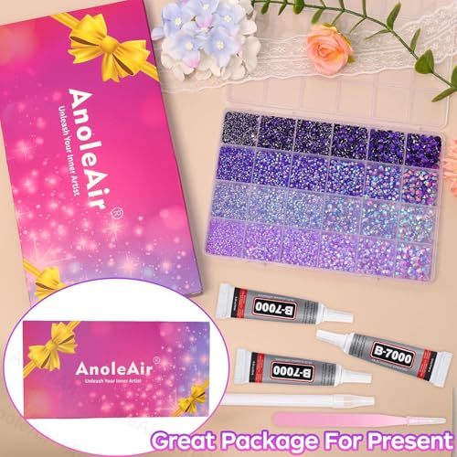 26000PCS Purple Resin Rhinestones Bedazzling Kit for Crafting