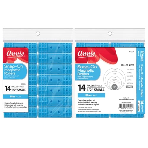 Annie 1/2 Inch Snap-On Magnetic Hair Rollers - 14 Count