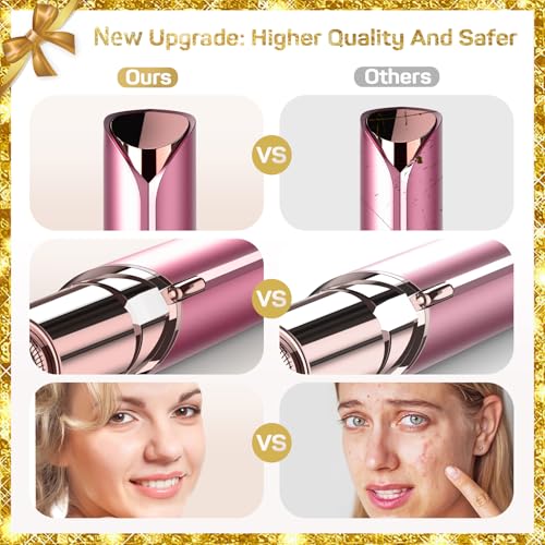 Gurelax Rose Facial Hair Remover for Women with 2 Replacement Heads - Painless Electric Face Trimmer Gift