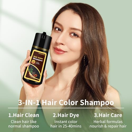 TYAYW 3-in-1 Wine Red Hair Dye Shampoo, Natural Color & Conditioner 500ml