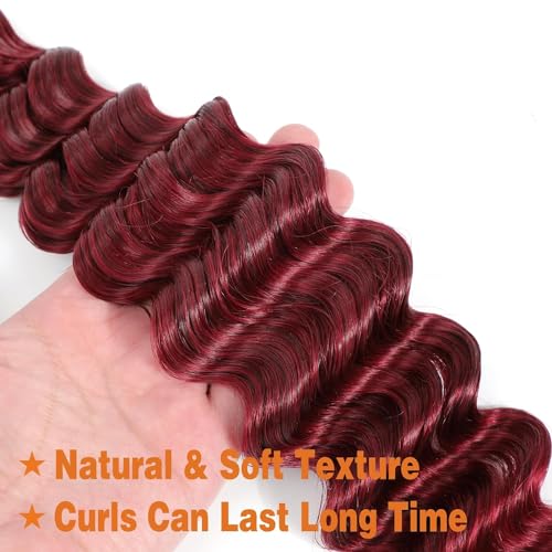 Leruikair 20-Inch Burgundy Curly Human Braiding Hair - 100g Bulk Set