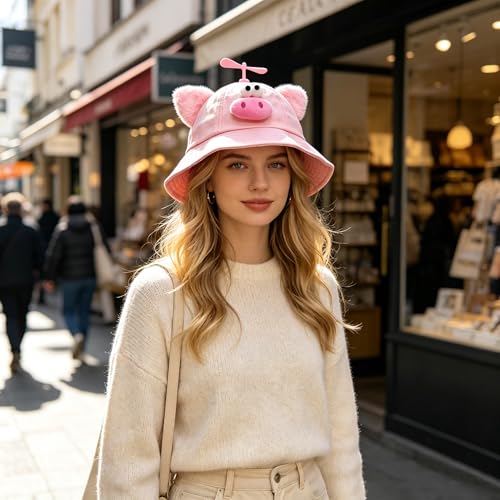 Pig Propeller Hat for Adults | Fun Summer Bucket Hat Costume