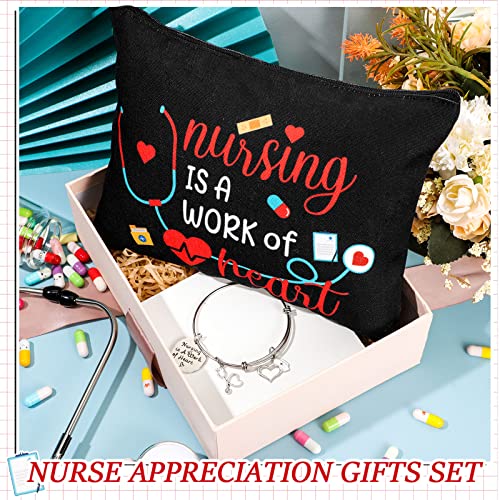 8-Piece Nurse Appreciation Gift Set: Canvas Makeup Bags & Bracelets