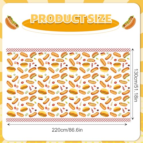 3-Pack Disposable Hot Dog Table Covers - Colorful Carnival Design, 87x51 Inches