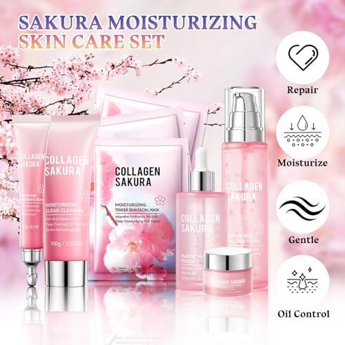 Sakura 8-Piece Hydrating Skincare Set for Women & Girls
