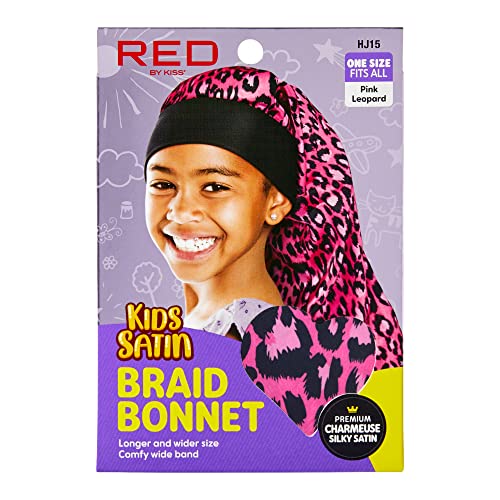 Red by Kiss Kids Satin Braid Bonnet - Comfy Wide Band for Long Hair