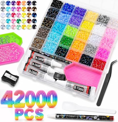 42,000 pcs Bedazzling Kit with 30 Colors & B7000 Adhesive