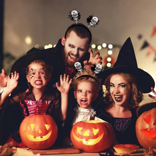 AOPRIE Halloween Skull Headbands Set for Women Men Kids, Green Black Red, 1 Pack