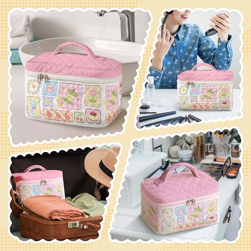Cute Fruit Makeup Bag for Women - Large Quilted Travel Organizer