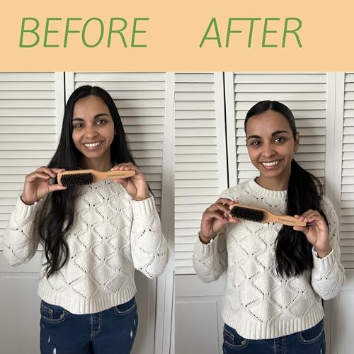 GranNaturals Boar Bristle Hair Brush with Metal Rat Tail for Parting & Styling