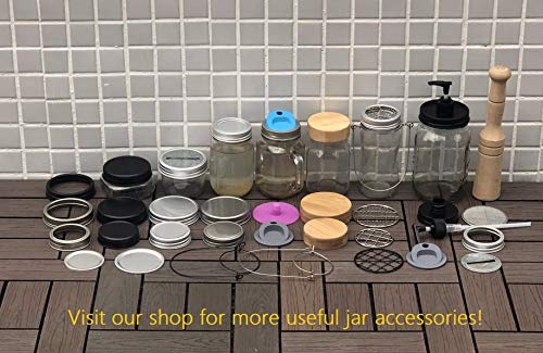 Wide Mouth Mason Jar Lids - Stainless Steel with Silicone Seals (6 Pack)