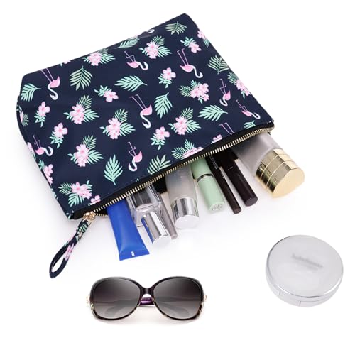 Flamingo Zippered Makeup Bag - Travel Cosmetic Pouch for Women