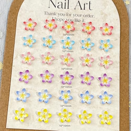 100Pcs 3D Colorful Flower Nail Charms - Floral Nail Gems for DIY