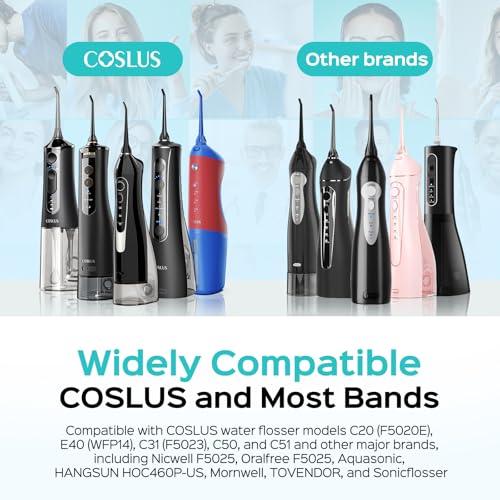 COSLUS 5-Pack Water Flosser Replacement Tips for C20 C50 C51 E40 Models