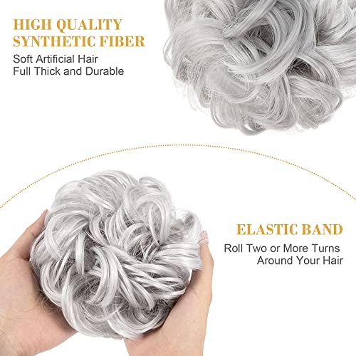 Pwsap Grey Curly Bun Extension Hairpiece - Voluminous Updo