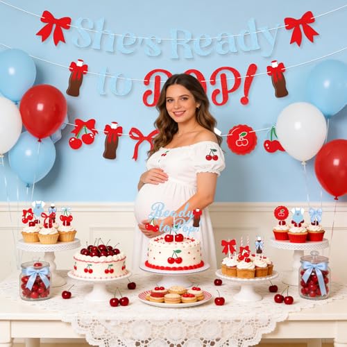 Ready to Pop Baby Shower Decorations Set with Banner & Balloons