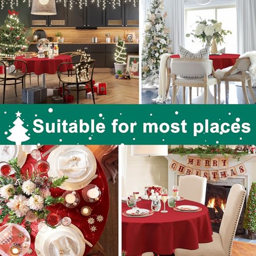 30-Inch Round Red Tablecloth - Waterproof & Stain Resistant Polyester