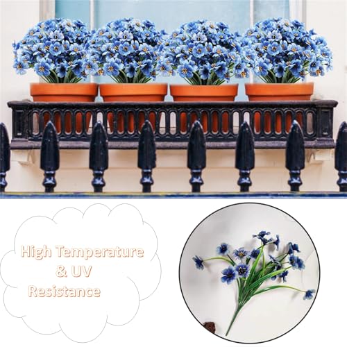 Vibrant Blue Artificial Flowers - 12 Bundles for Home Décor