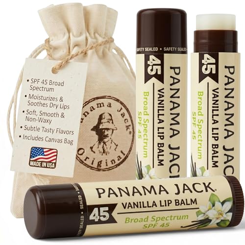 Panama Jack SPF 45 Sunscreen Lip Balm, Vanilla - 3-Pack
