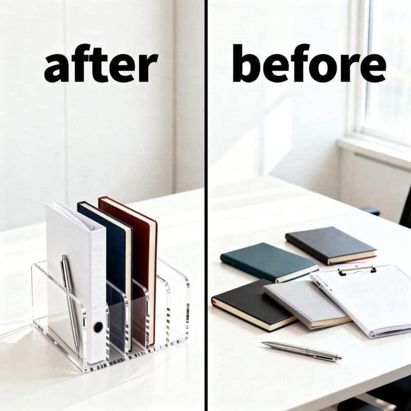 Acrylic Mail Holder - Clear Multifunction Desk Organizer with 5 Compartments | Modern Office & Home Envelope Organizer