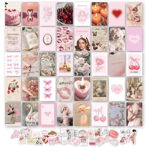 Pink Coquette Wall Collage Kit - 40 Cute Aesthetic Posters