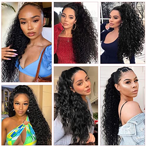 26 Inch Black Curly Drawstring Ponytail Extension for Women
