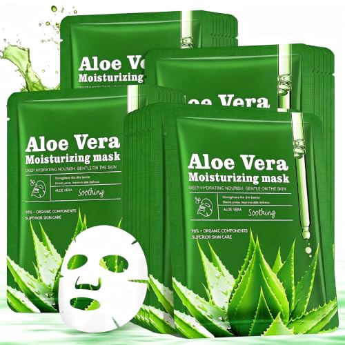 Aloe Vera Hydrating Face Sheet Masks - 30 Pack Soothing Skincare Set