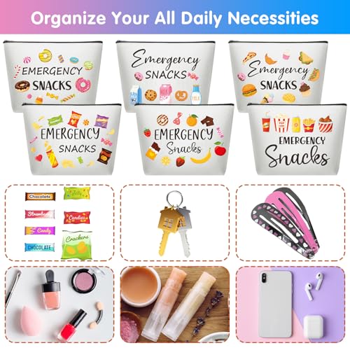 Reginary 12 Pcs Funny Makeup & Emergency Snack Bags - Colorful Snack Pouch for Women