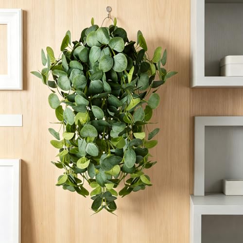 Set of 2 Artificial Eucalyptus Hanging Plants - UV Resistant Greenery