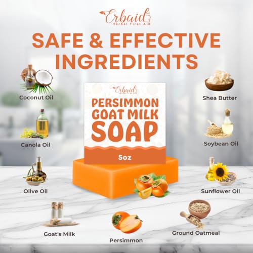 Erbaid Persimmon Goat Milk Soap Bar for Body Odor Control