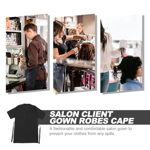 Black Salon Client Gown Robe with Adjustable Tie Waist - Hair Cutting Smock