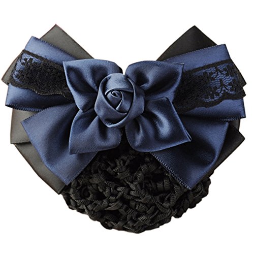 LiveZone Pack of 3 Women Hair Bun Cover Nets with Bowknot Decor - Black, Blue, Purple