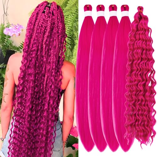 Leticia 26 Inch Pre-Stretched Magenta Pink Braiding Hair - 5 Packs