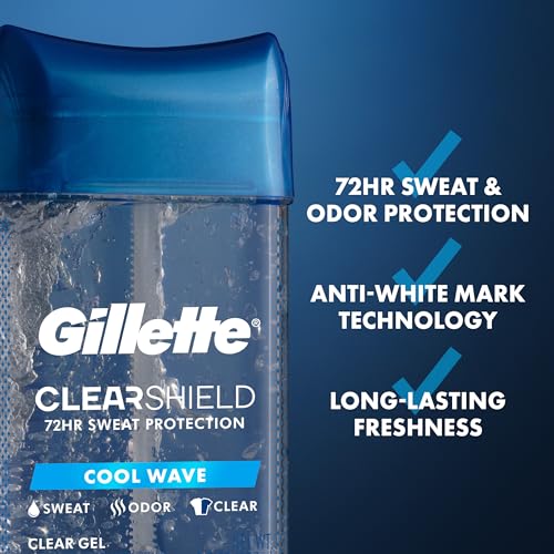 Gillette Cool Wave Clear Gel Antiperspirant for Men, 72hr Odor Protection, 3.8oz (Pack of 2)