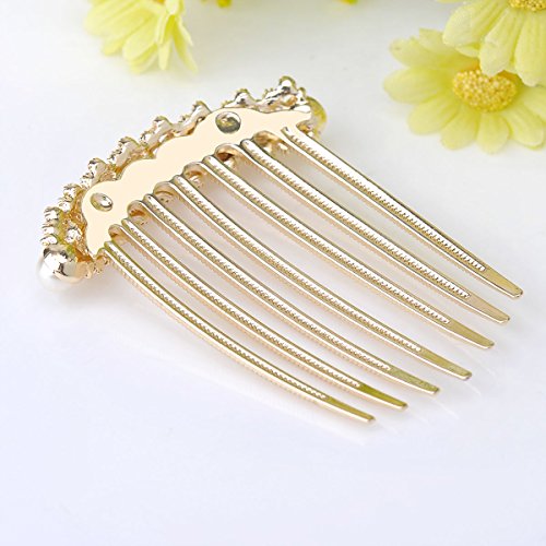 IPINK Bridal Rhinestone Pearl Hair Comb - Wedding Hair Accessory