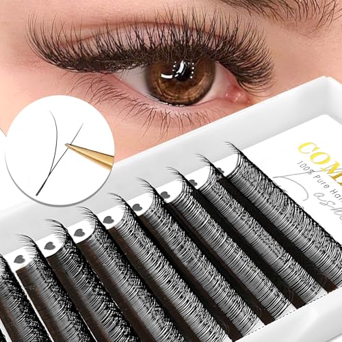 CoMango Y Eyelash Extensions Premade 2D Fans 0.07mm B/C/D Curl 8-15mm Black Variation